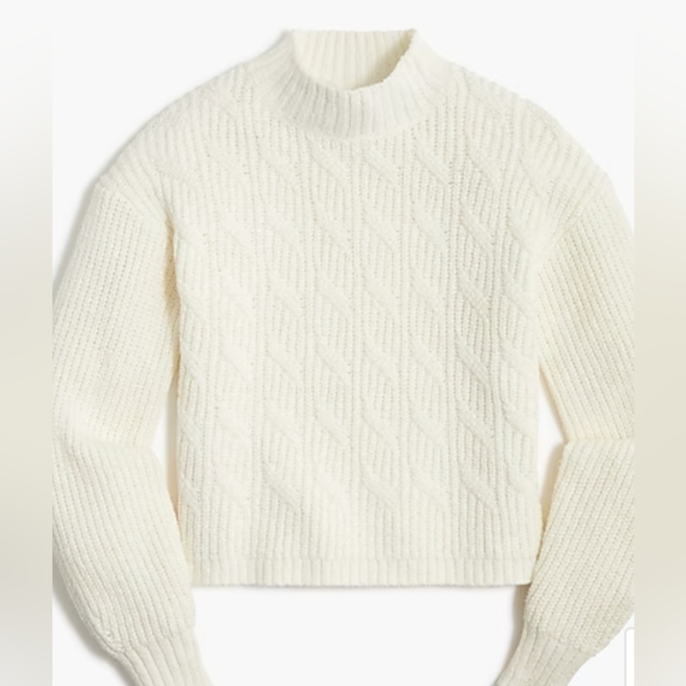 NWT J. Crew Factory Mock Neck Cable Knit Sweater XXS